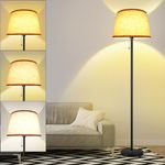 FUNNYBEHOM Floor Lamp, LED Floor Lamp for Living Room, 3 Color Temperature Floor Lamp with Pull Chain Switch Modern Standing Lamp Tall Pole Floor Reading Lamp for Bedroom, 9W Bulb Included, Black