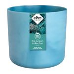 elho The Ocean Collection Round 14cm - Flower Pot Indoor - 100% Recycled - Made with Marine Waste - Blue/Atlantic Blue