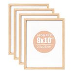 8x10 OAK Natural Wood Photo Frame,4 Pack Picture Frames Real Glass front Wall Hanging Gallery for Wall and Tabletop Display,set of 4