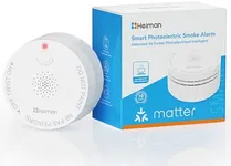 Heiman Matter Smoke Detector, Smart Photoelectric Fire Alarm, UL217-9th Listed, Battery Powered, Real-Time Notification, Compatible with SmartThings, Home Assistant, Mini Portable for Home, RV, Travel