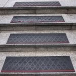 Spurtar Rubber Stair Treads, 35" x 10" 5PCS Outdoor Rubber Stair Treads Non-Slip with Red Color Warning Strip