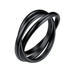 Fidget Rings for Men Anxiety Reducing Gifts Simple Rings for Women Stainless Steel Spinner Rings Black Stacking Rings Triple Roll Ring Infinity Ring Interlocking Rings