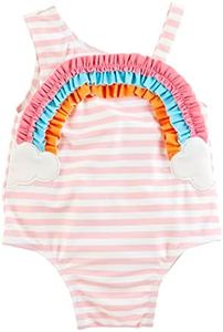 Mud Pie Girls Swimsuit, Rainbow Applique, 24M/2T