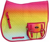 CHALLENGER Horse English Quilted Fur Padded All-Purpose Saddle Pad Ombre w/Pockets 72163