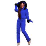 Snowsuit Women's One-Piece Ski Suit Snowboard Ski Suit One-Piece Ski Suit Women's One Piece One-Piece Ski Suit Winter Warm Snow Skiing Sets Jumpsuit Long Overall, blue, L