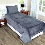 RD TREND 250 GSM Flannel Warm bedsheets for Winter Single Flat Size (60x90 Inches) with 1 Pillow Cover Size (18x28 Inches) Color-Dark Grey