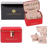 Angelina's Palace Snakeskin Pattern Jewelry Organizer Case Bridesmaid Gifts Travel Bag Vegan Leather Box for Necklace Earring Bracelet Ring(Red)