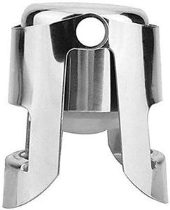 Saylani Enterprises Champagne Stopper, Stainless Steel Vacuum Sealed Wine Sparkling Bottle Closure Sealer Silver (1 Piece)