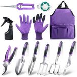 COVACURE Garden Tools Set, 11 PCS Aluminum Alloy Steel Hand Tool Gift Kit with Garden Bag, Heavy Duty Gardening Tools, Gardening Gifts for Women & Men