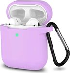 SATLITOG Silicone Case Compatible with Apple AirPods 1&2 Wireless and Wired Charging Case(Front LED Visible),Light Purple