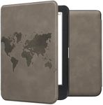 kwmobile Cover Compatible with Kobo Clara BW/Colour Cover - eReader Case - Travel Outline Grey