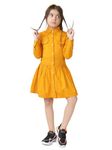 Naughty Ninos Cotton Shirt Knee-Length Girls Dress (NN00694DRS_Yellow_9-10Y)