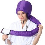 Fiewmay Hooded Hair Dryer Bonnet Cap for Quick Dry Hands Free Deep Condition and Styling (Purple HairDryer Bonnet)