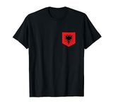 Albania Flag with Printed Albanian Flag Pocket T-Shirt