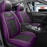 Car Seat Covers Front Seats, Super Luxurious Heavy Universal Duty Waterproof Leather Automotive Vehicle Cover for Cars SUV Pick-up Truck, Non-Slip Seat Pink Car Accessories (2 PCS Front/Purple)