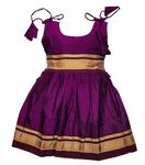 Amba Collection Boutique's Girl's Traditional Ethnic Wear Reshim Cotton Khan Knot Knee-Length Frock (Purple, 3-6 Months)