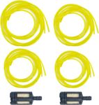 DGHOME 4 Pack of 1.5 m Fuel Pipe and 2 Pcs Fuel Filters, Yellow Transparent Fuel Line 3x5mm, 3x6mm, 2x3.5mm, 2.5x5mm for Outdoor Chainsaw Blower, Lawn Mowers, Garden Machine