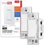 UltraPro 700 Series Z-Wave In-Wall Smart Rocker Light Dimmer with QuickFit & SimpleWire, 3-Way Ready, Works with Alexa, Google Assistant, Z-Wave Hub Required, Smart Home, Voice Control, 2 Pack, 59372