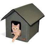 K&H Pet Products Outdoor Kitty House, Outdoor Cat House for Outside Community Cats, Strays, and Ferals, Insulated Shelter, Cold Weather House for Winter, 19 X 22 X 17 Inches (Unheated) Olive