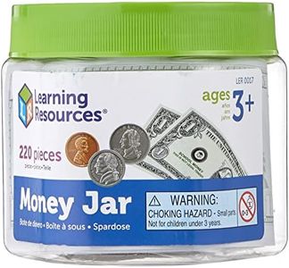 Learning Resources Money Jar, Play Money, Play Money for Kids, Counting, Bills and Coins, Homeschool, Math, Pretend Money, Ages 3+