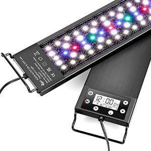 AQQA Aquarium Light,Multi-Function Fish Tank Led Light 24/7 DIY Auto On Off+Night Mode+Day Mode+Full Spectrum+7 Colors,Adjustable Brightness Waterproof with Timer for Freshwater (16W (18"-24"))