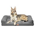 Bedsure Orthopedic Dog Bed Large - Washable Dog Sofa Bed Couch with Removable Cover& Nonskid Bottom, Dark Grey, 91x68x18cm