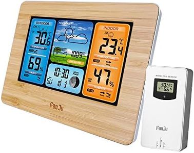 Weather Clock, REFENG FJ3373 Multifunction Digital Weather Station LCD Alarm Clock, Indoor Outdoor Weather Forecast Barometer Thermometer Hygrometer with Wireless Outdoor Sensor USB Power Cord