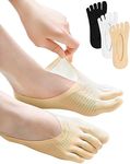 6 Pair Bunion Relief Socks for Women Toe Separator, Toe Alignment Socks for Bunion Correction, Compression Toe Socks No Show Low Cut Liner Five Finger Socks