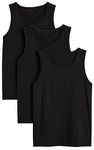 ZRWASKA® Mens Vests Tank Tops Black Sleeveless Plain Cotton Undershirts Out Door Breathable Slim Fit Summer Top Vest Everyday Athletic wear Easy Fit Dry-Fit Workout Shirts Black (Pack 3) Size Medium