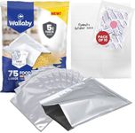 75x Wallaby 1-Gallon Mylar Bag Bundle - (5 Mil - 10" x 14") Mylar Bags, 80x 400cc Oxygen Absorbers, 80x Labels - Heat Sealable, Food Safe, & Reliable Long Term-Food Storage Solutions - Silver