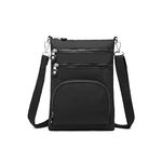 Kono Multi Pocket RFID Blocking Crossbody Bag for Women Shoulder Bags Cross Body Satchel Sling Messenger Bag (Black)