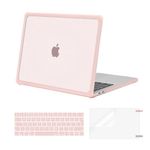 MOSISO Compatible with MacBook Pro 13 inch Case 2024-2016 M2 M1, Anti-Cracking Heavy Duty TPU Bumper Hard Shell Cover for MacBook Pro Laptop Case 13.3 inch with KeyboardSkin&Screen Film, Pink