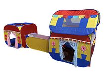 HOMECUTE Jumbo Size 3 In 1 Pop-Up Kids Play Tent House With Crawl Tunnel (Cube Tent And Hut Tent House Multicolour)