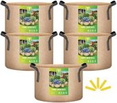 iPower 5 Pack 7 Gallon Tan Grow Bags, Garden Planting Nonwoven Fabric Pots with Reinforced Handle, Heavy Duty and Aeration Planter Pot for Tomato, Fruits, Vegetables and Flowers