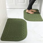 27X18 Inch Anti Fatigue Kitchen Rug Mats are Made of 100% Polypropylene Half Round Rug Cushion Specialized in Anti Slippery and Machine Washable (Green 2pcs)