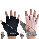 LeerKing Workout Gloves Gym Training Bodybuilding Fitness Yoga Cycling Bike Fingerless Padded Gloves for Women Men and Teenager Black S