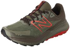 New Balance Men's DynaSoft Nitrel V5 Trail Running Shoe, Dark Olivine/Dark Camo/Neo Flame, 13 W