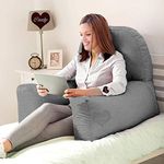 COOZLY BackRest Pillow | Reading Pillow | Bed Support Pillow with High Armrests |100% Cotton Jersey Removable Cover(Dark Grey)