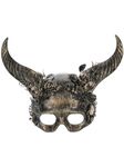 Smiffys Deluxe Gold Horned Masquerade Mask, Eyemasks Fancy Dress, Devil Dress Up Masks