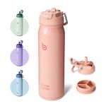 BOTTLE BOTTLE Insulated Water Bottle Stainless Steel 700ml（24oz） Bike Water Bottles with Straw and Adjustable Lid Daily Drink Flask Pill Organizer (salmon)