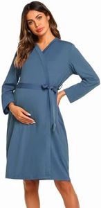 Ekouaer Maternity Robe and Matching Baby Set Nursing Gowns Motherhood Labor Gown Blue M