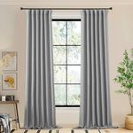 NICETOWN Faux Linen Room Darkening Light Grey Curtains for Bedroom, Hook Belt/Rod Pocket/Back Tab Thermal Curtains Sound Proof Window Treatment for Boys Room/Living Room, W50 x L96, 1 Panel