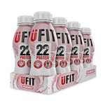 UFIT High 22g Protein Shake, No Added Sugar, Low Fat – Strawberry Flavour Ready To Drink (Pack of 8 x 310ml)