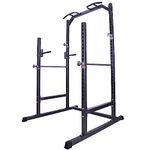 GYM MASTER Heavy Duty Half Power Cage Weight Lifting Squat Rack & Dip Station Tower