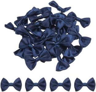 MECCANIXITY 30pcs Dark Blue Bow Ties 1.5"x1" Mini Bowknot for Crafting Little Satin Bows Bulk