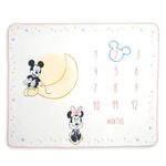 Disney Store Official Mickey Mouse and Minnie Mouse Baby Month Milestone Calendar Mat, Blanket Gift Set, Infant Girl or Boy Cuddle Cloth with Mickey Icon Marker for Indicating Age, approx 75x108cm