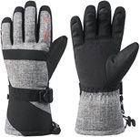 alpine swiss Mens Waterproof Gauntlet Snow Ski Gloves Winter Sport Snowboarding Windproof Warm 3M Thinsulate GRY Large