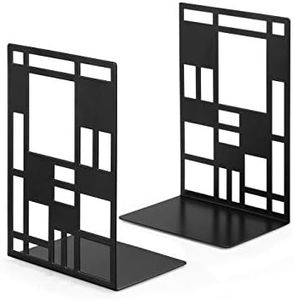 INNOPLUS - Sujetalibros de metal, sujetalibros de metal, color negro, 1 par, soporte para libros, libros, sujetalibros, soporte para libros, CD para niños, metal, soporte para estanterías
