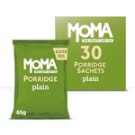 MOMA Porridge Sachets PLAIN (No Added Sugar) - Box of 30 x 65g - Breakfast Jumbo Oat - Gluten Free, High in Fibre, Source of Protein, Rich in Vitamin B6 - Made in UK