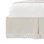 Elegant Comfort Narina Collection Lace Bed Skirt 15inch Drop, 1500 Thread Count Egyptian Quality, Sophisticated Design for a Vintage Look- Easy Care and Wrinkle Resistant, Lace Bedskirt, Queen, Cream